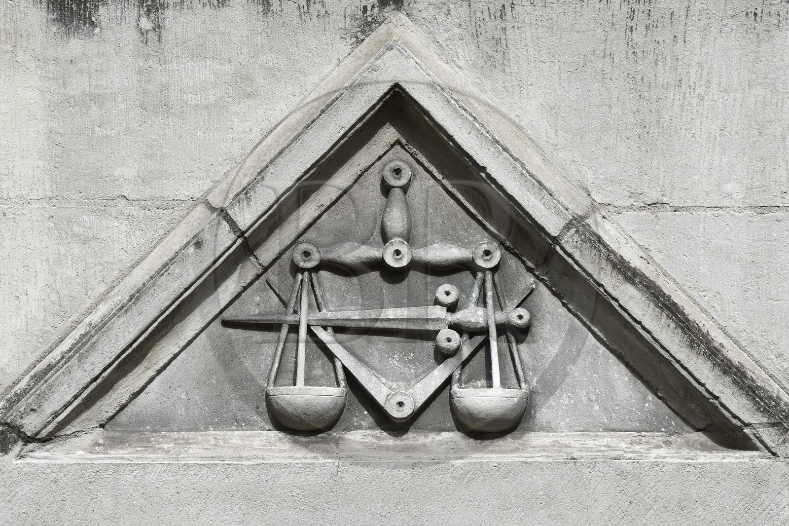 France, Dordogne, White Perigord, Perigueux, the Masonic Temple, sculptures representing the Masonic emblems were destroyed in early 1941 by order of the Vichy regime and were only restored in 1987