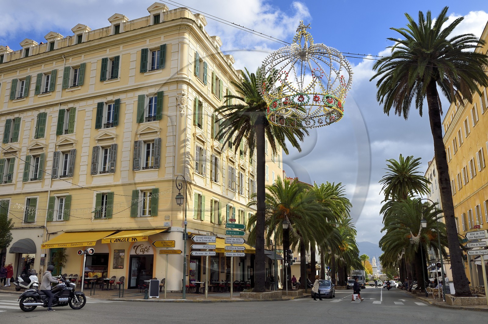 France, Corse du Sud, Ajaccio, building at the corner of rue du Premier Consul and cours Napoleon