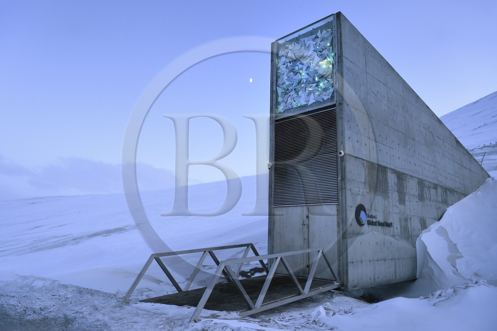 Norvège, Svalbard, Spitzberg, Longyearbyen, la Réserve mondiale de semences du Svalbard (banque de graines du Global Seed Vault) permet une sauvegarde de sécurité pour les collections existantes de banques de gènes