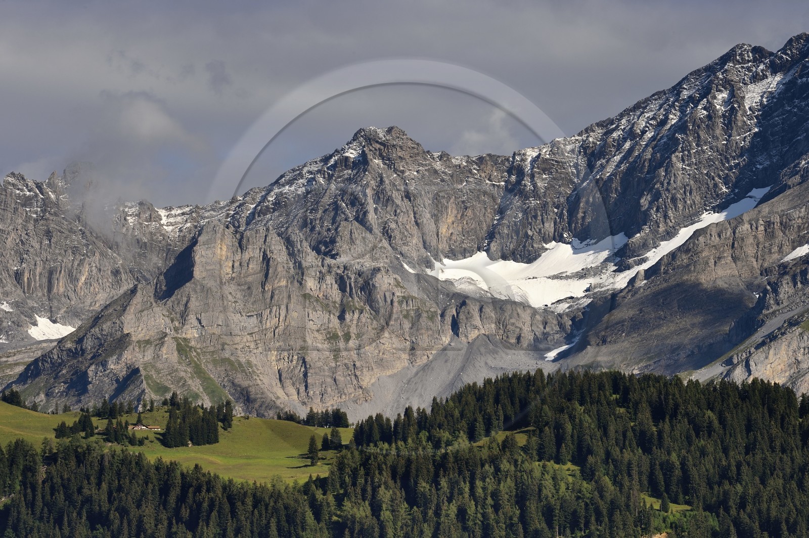 Suisse, canton de Vaud, Villars-sur-Ollon, panorama sur le massif de l'Argentine surplombant Solalex