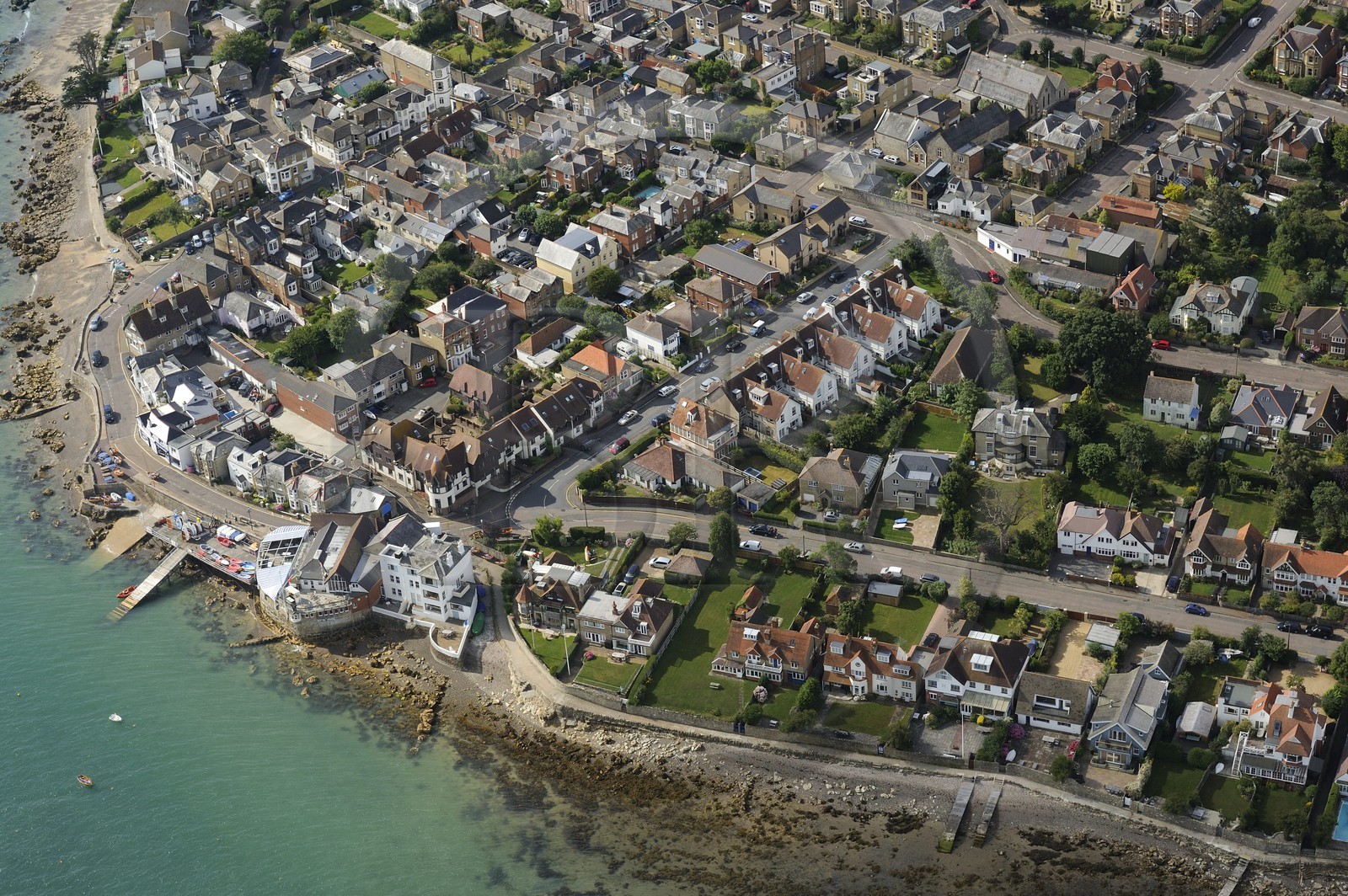 Royaume-Uni, Angleterre, Hampshire, Ile de Wight, Bembridge, quartier de Seaview (vue aérienne)