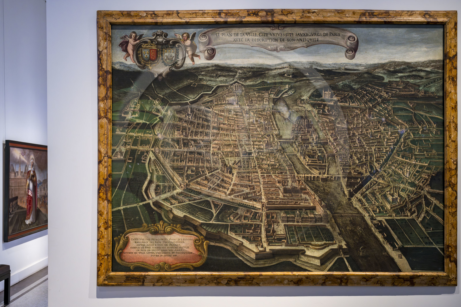 France, Paris (75), quartier du Marais, Musée Carnavalet, plan de Paris entre 1632 et 1641