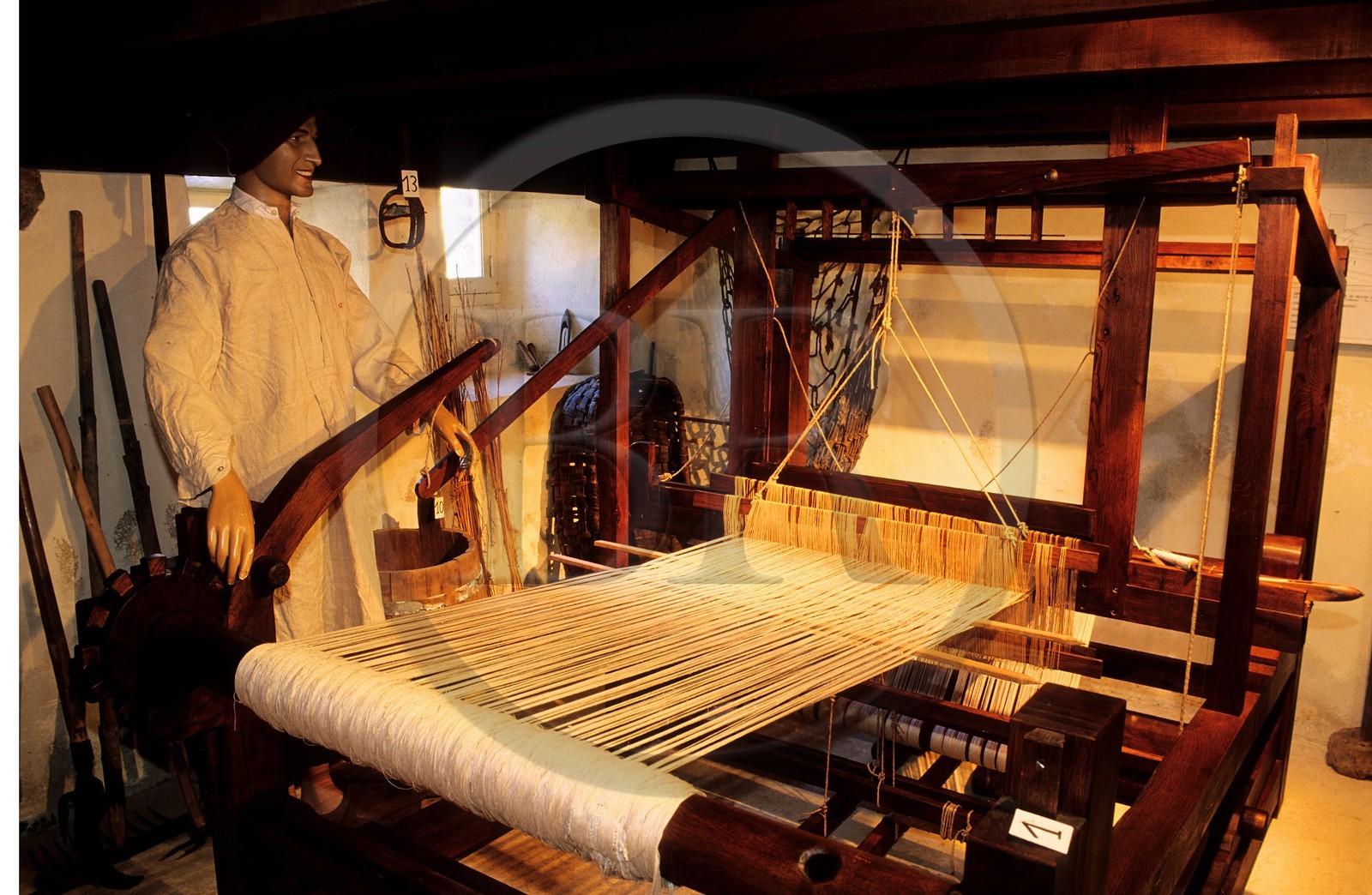 France, Mayenne (53), Ambières-les-Vallées, musée des tisserands