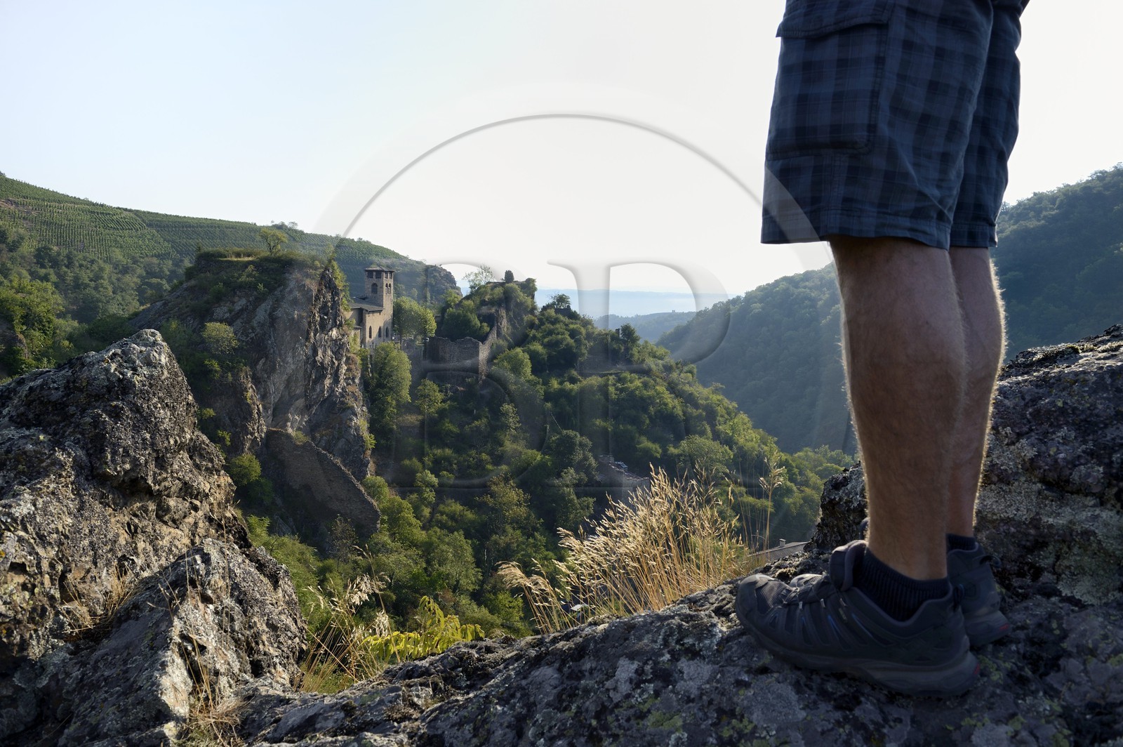 France, Loire, Parc Naturel Regional du Pilat (Natural Regional Park of Pilat), Malleval, medieval village hanging on a rocky outcrop overlooking the gorges of Batalon in the Pilat massif