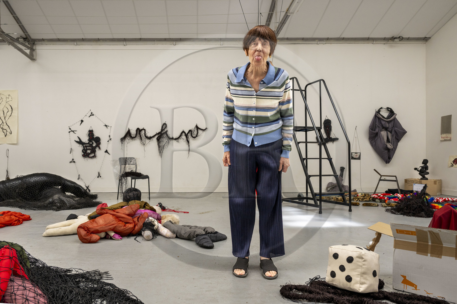 France, Hauts-de-Seine (92), Malakoff, l'artiste Annette Messager dans son atelier