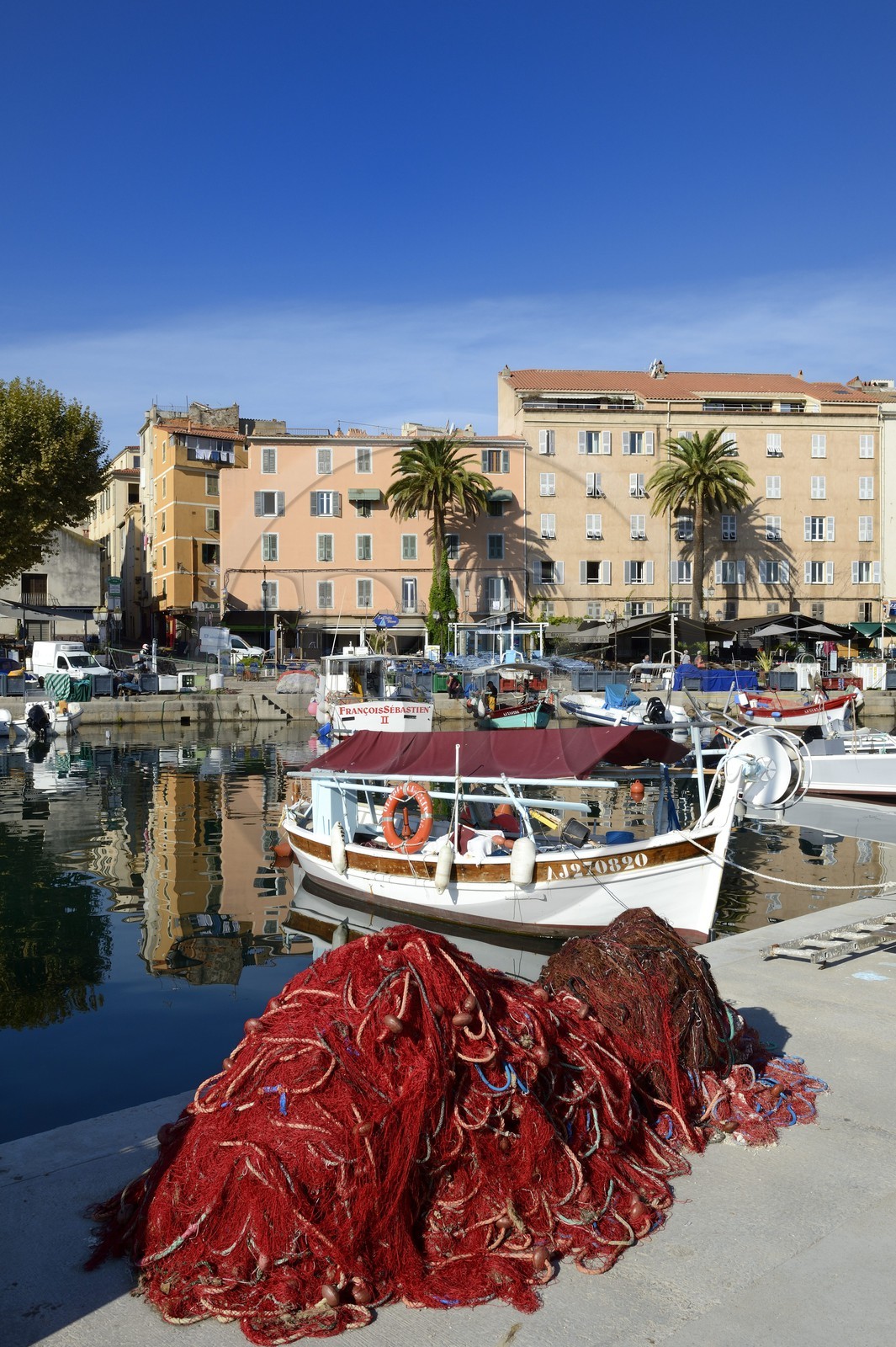 France, Corse-du-Sud (2A), Ajaccio, le port de pêche Tino Rossi  et le quai Napoleon
