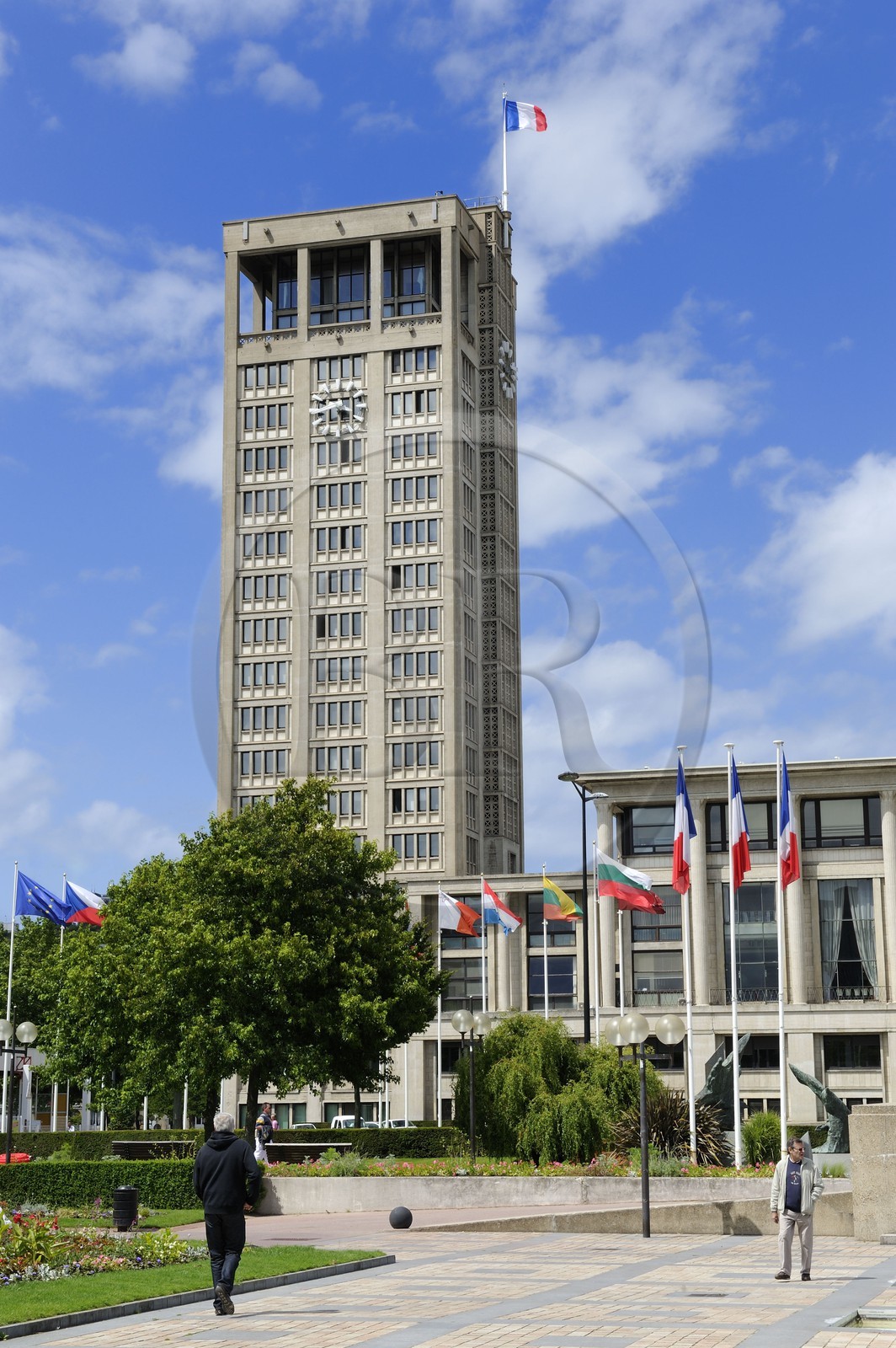 France, Seine-Maritime (76), Le Havre, Centre-ville reconstruit du Havre par Auguste Perret classé Patrimoine Mondial de l'UNESCO, l'Hotel de Ville de Perret (1958)