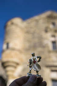 France, Aveyron, Causses and the Cévennes, cultural landscape of Mediterranean agro-pastoralism, listed as World Heritage by UNESCO, Sainte-Eulalie-de-Cernon, Templar Commandery then Hospitaller Commandery of the Order of Saint John of Jerusalem, miniature of a Knight of the Order of the Temple