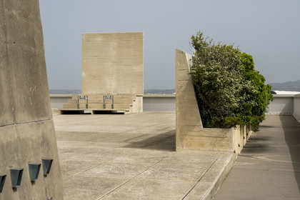 France, Bouches du Rhone, Marseille, architectural work of Le Corbusier, listed as World heritage by UNESCO, the Cité Radieuse by the architect Le Corbusier, rooftop terrace