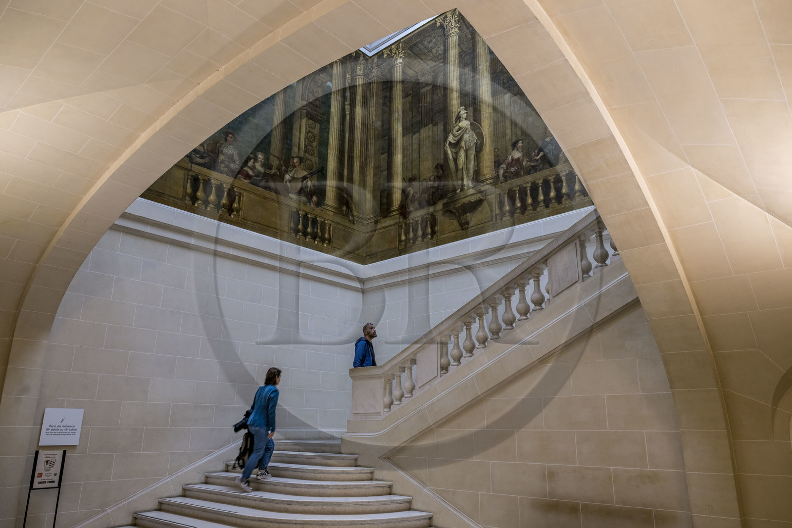 France, Paris (75), quartier du Marais, Musée Carnavalet, escalier de l'hôtel de Luynes