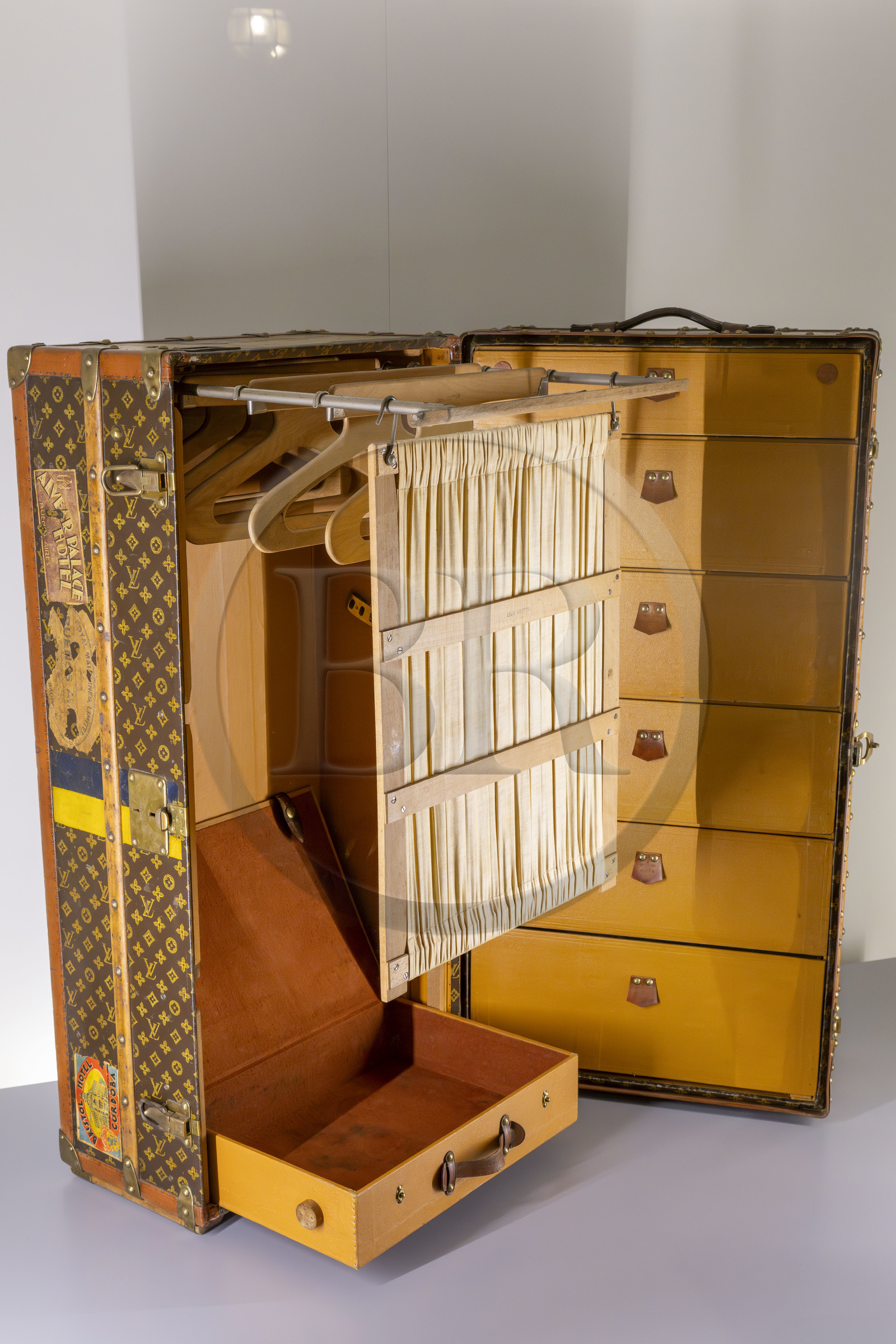 France, Loire Atlantique, Saint Nazaire, Escal'Atlantic in the former German submarine base brings the world of transatlantics back to life, Louis Vuitton wardrobe trunk