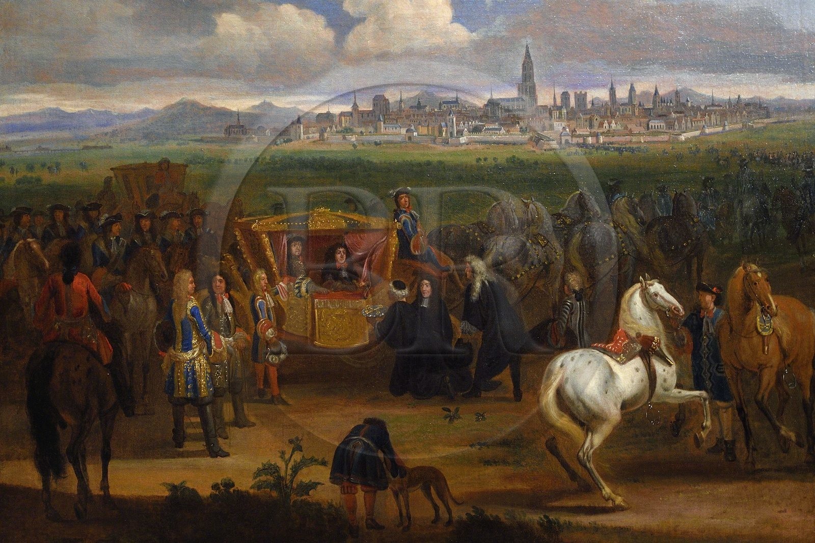 France, Bas-Rhin (67), Strasbourg, Musée historique de la ville de Strasbourg, remise des clefs de Strasbourg à Louis XIV le 23 octobre 1681, peinture de Constantyn Francken (1661-1717)