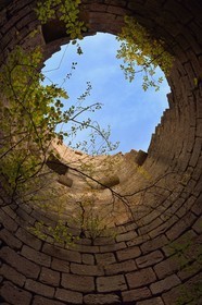 France, Bas-Rhin (67), Heiligenstein, chateau du Landsberg du XIIIème siècle, intérieur de l'une des deux tours circulaires de la courtine