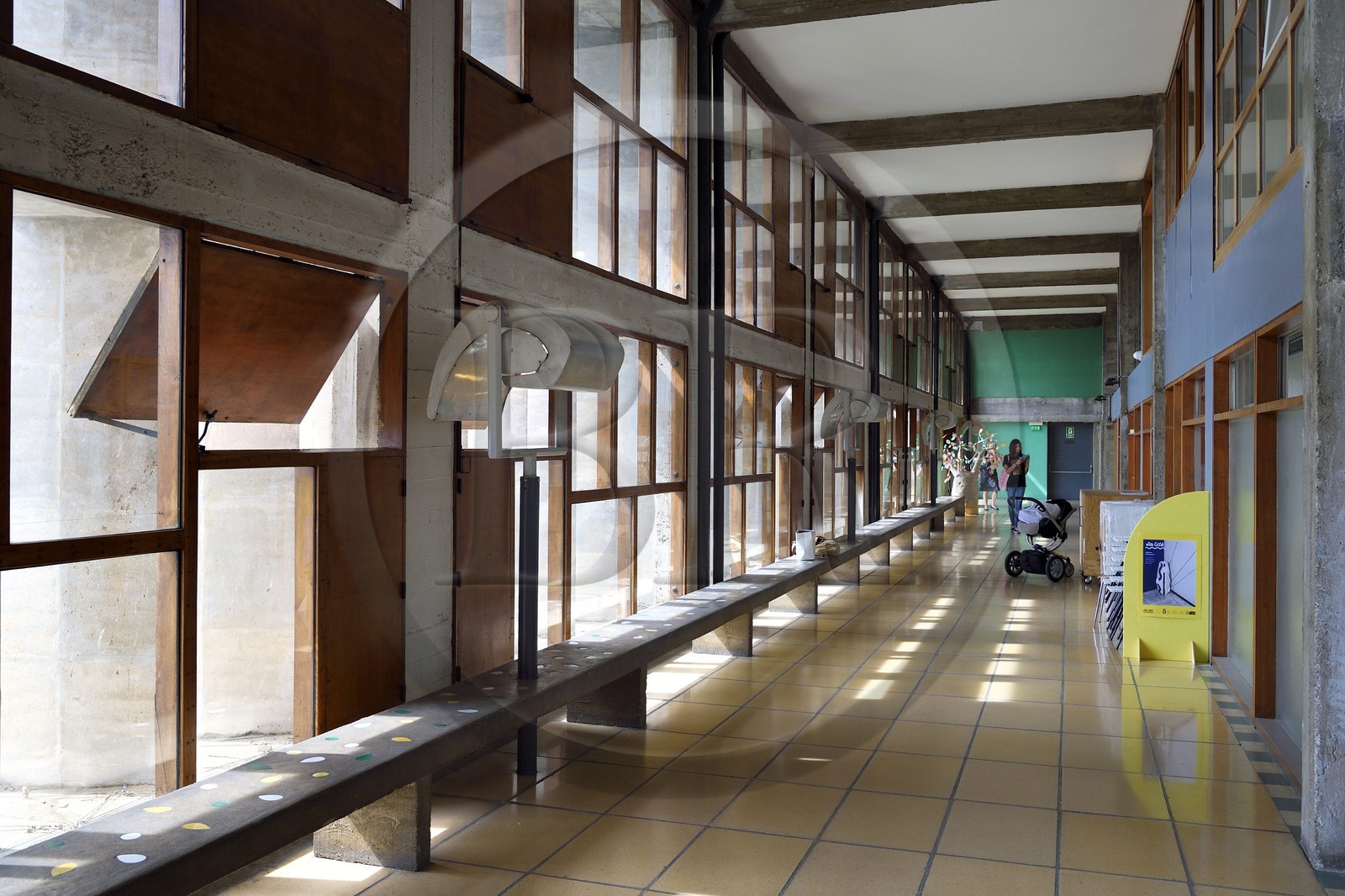 France, Bouches du Rhone, Marseille, architectural work of Le Corbusier, listed as World Heritage by UNESCO, Cite Radieuse or Radiant City by Le Corbusier, the ambulatory between the 3rd and the 4th floor