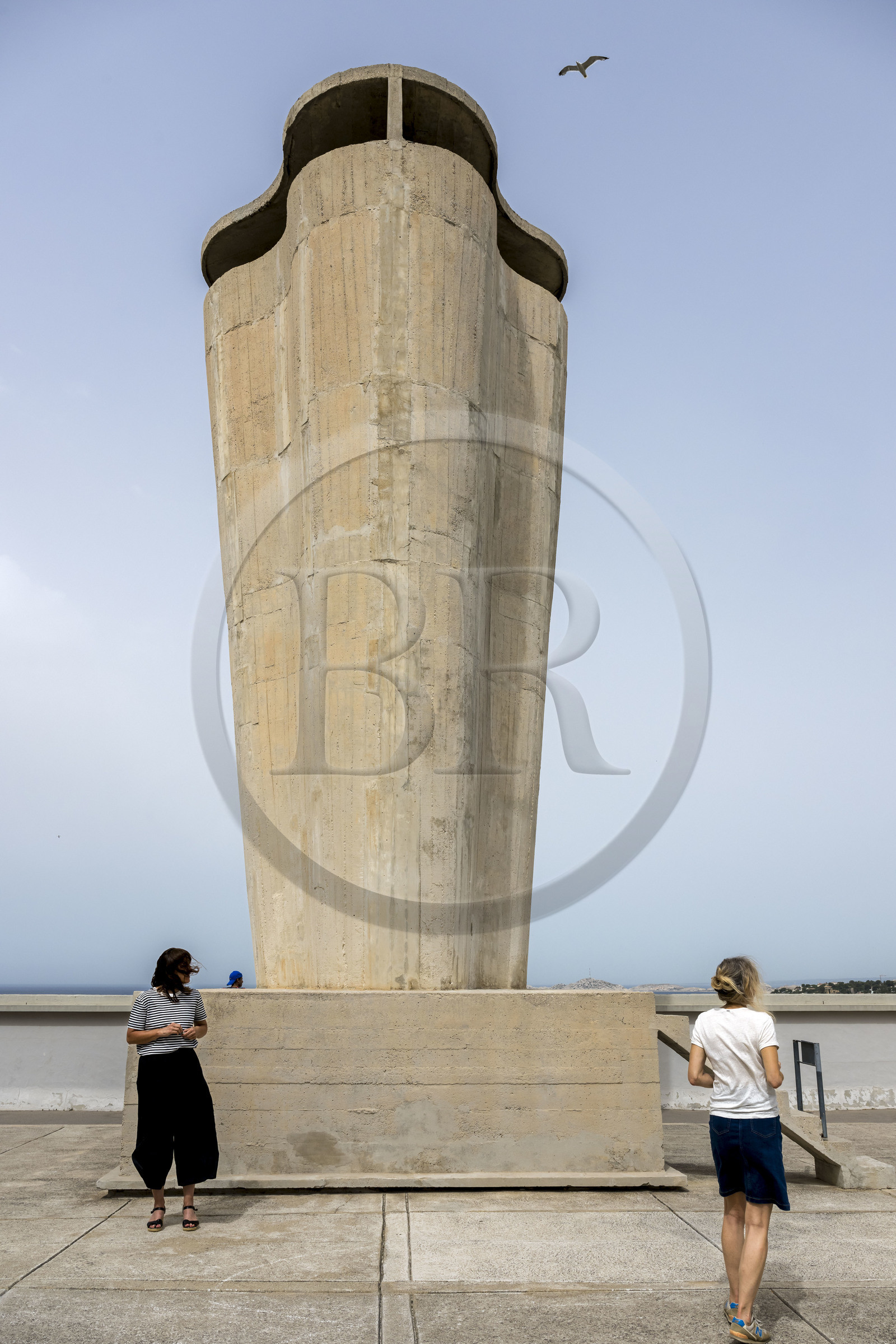 France, Bouches du Rhone, Marseille, architectural work of Le Corbusier, listed as World heritage by UNESCO, the Cité Radieuse by the architect Le Corbusier, rooftop terrace