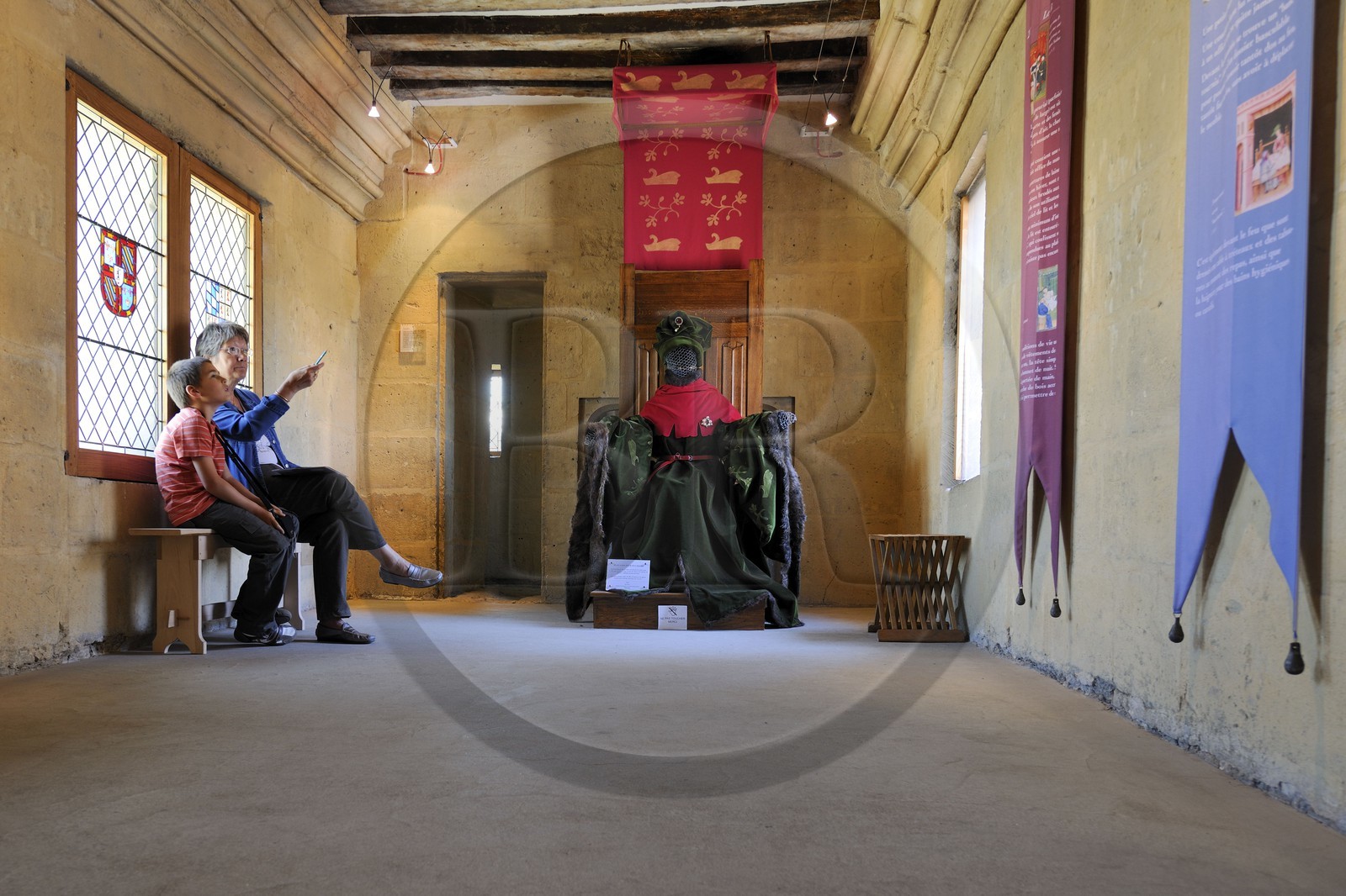 France, Paris (75), La tour (de) Jean-sans-Peur édifiée au XVe siècle, dernier vestige de l'hôtel des ducs de Bourgogne rue Étienne-Marcel, construite sur l'enceinte Philippe-Auguste, chambre dite de  Jean-sans-Peur