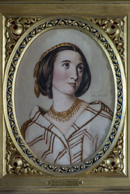 France, Pyrénées-Atlantiques (64), la côte du Pays-Basque, Hendaye, chateau d'Abbadia construit en 1870 par Eugène Viollet-le-Duc pour Antoine d'Abbadie d'Arrast, portrait de Virginie Vincent de Saint-Bonnet épouse d'Antoine d'Abbadie