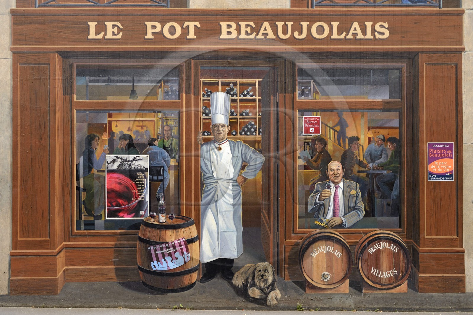 France, Rhône (69), Lyon, site historique classé Patrimoine Mondial de l'UNESCO, la fresque des lyonnais réalisée par la Cité de la Création, rue de la Martinière