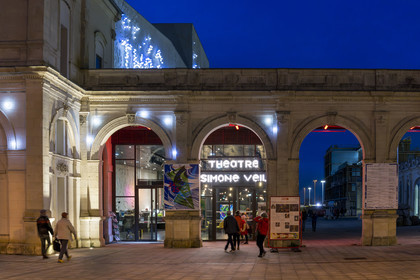 France, Loire-Atlantique, Saint-Nazaire, the Simone-Veil Theatre, national stage, designed by Karine Herman of the K-architectures agency in the city's bombed-out former train station