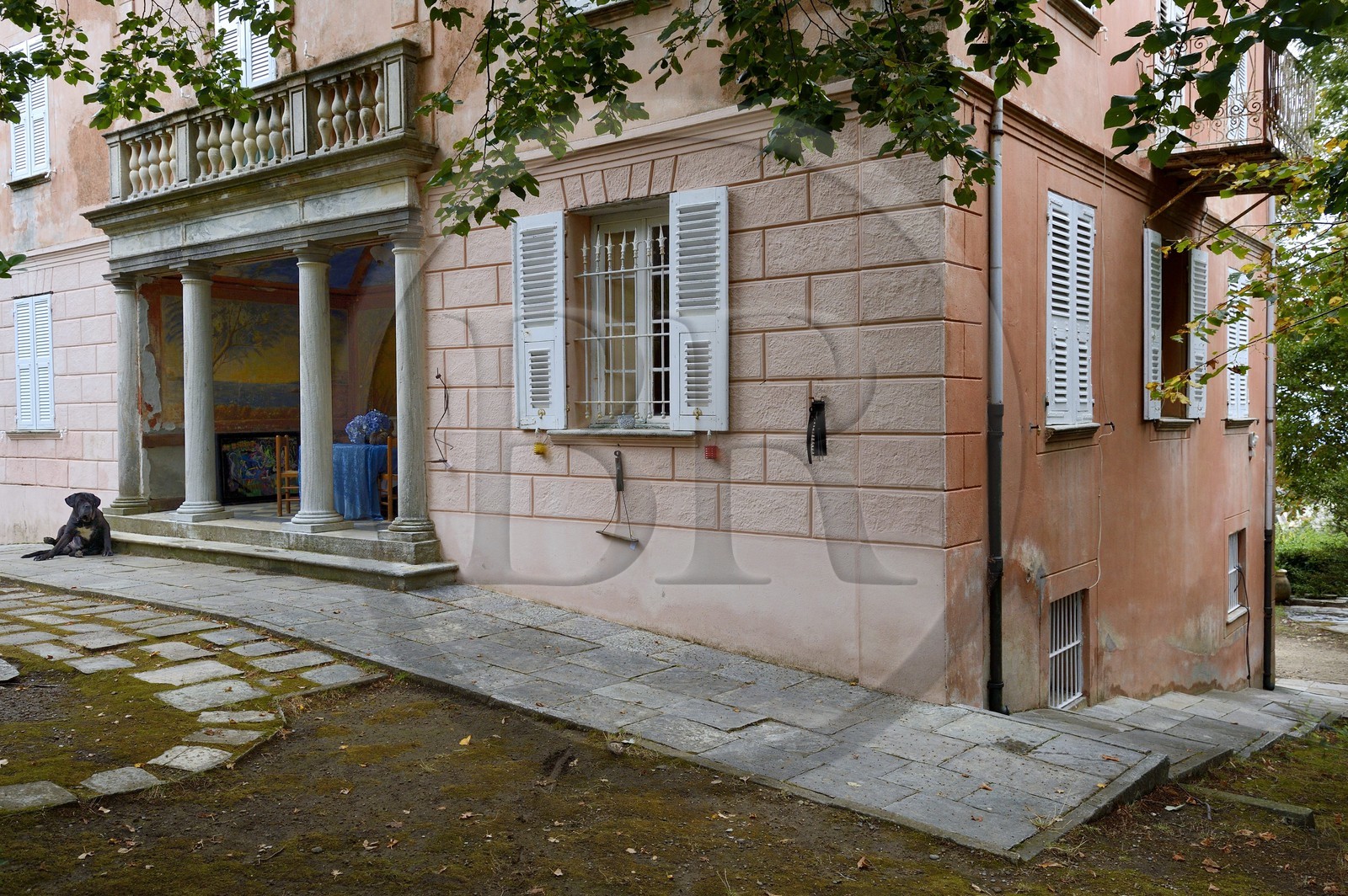 France, Haute-Corse (2B), Cap Corse, Sisco, le palais Gaspari-Ramelli (Palazzi ou Maison d'Americain de 1850) construit par le le docteur Santos (Toussaint) Gaspari qui fut gouverneur au Vénézuela