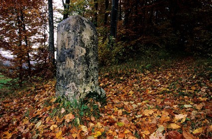France, Doubs, towards Villars les Blamont, old boundary marker of the Swiss French border