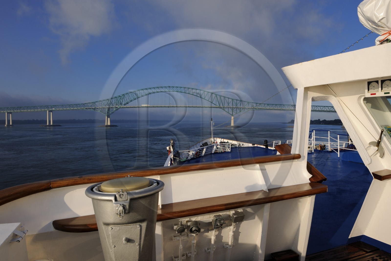 Canada, Quebec Province, bridge over Saint Lawrence River at Trois-Rivieres seen from cruise ship Princess Danae