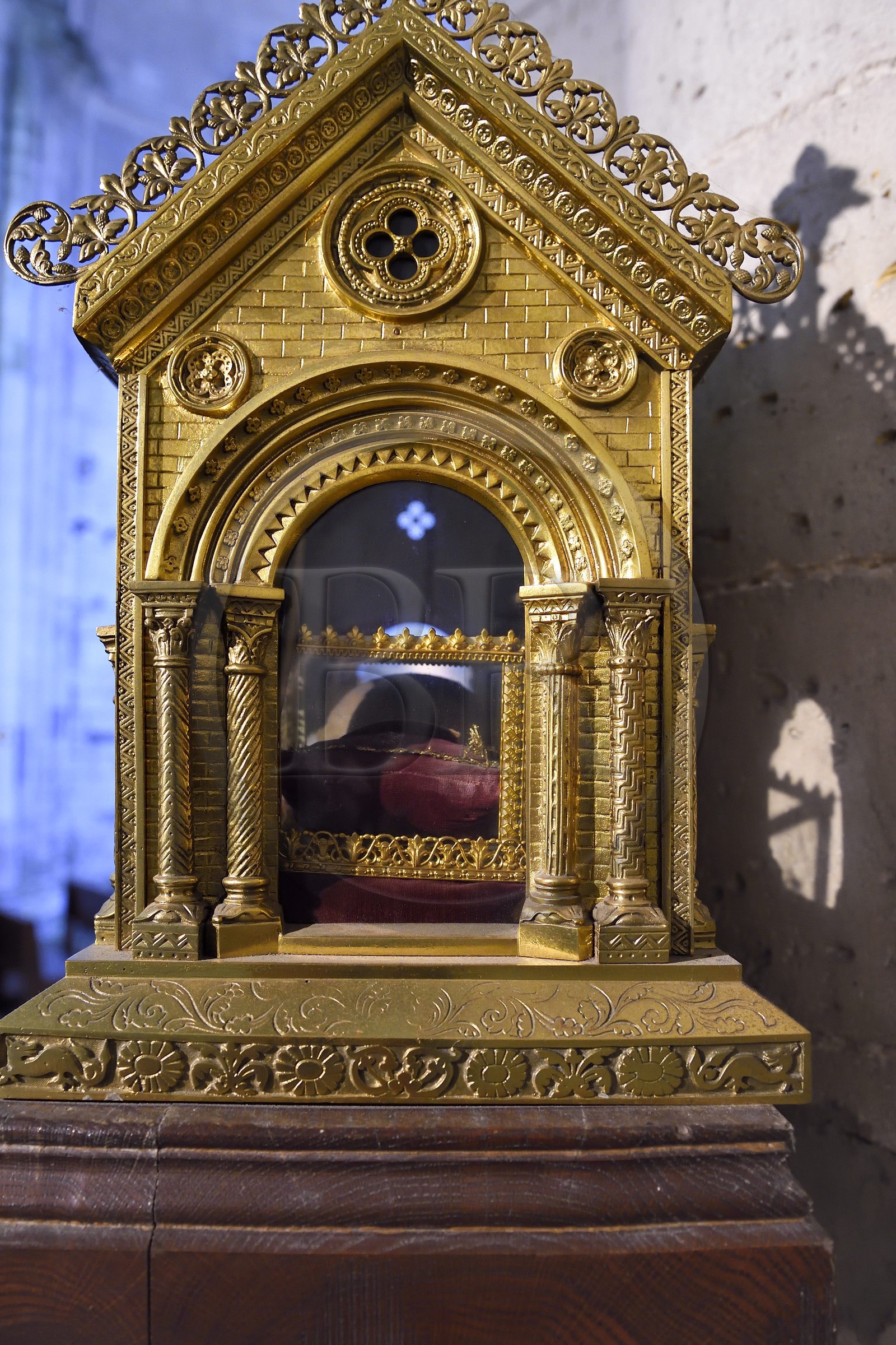 France, Dordogne, Brantome, Saint Pierre benedictine abbey, former abbey church, relics of St. Sicaire
