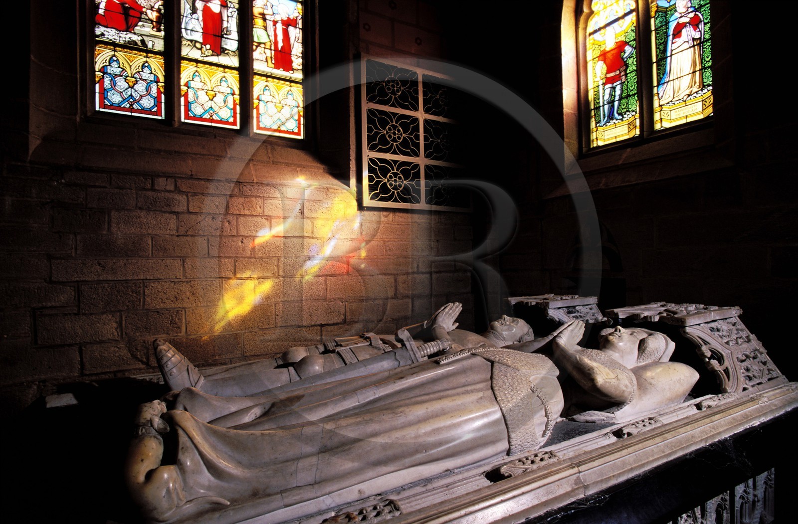 France, Morbihan (56), Josselin, la basilique Notre-Dame-du-Roncier, le Mausolée d'Olivier de Clisson et sa femme