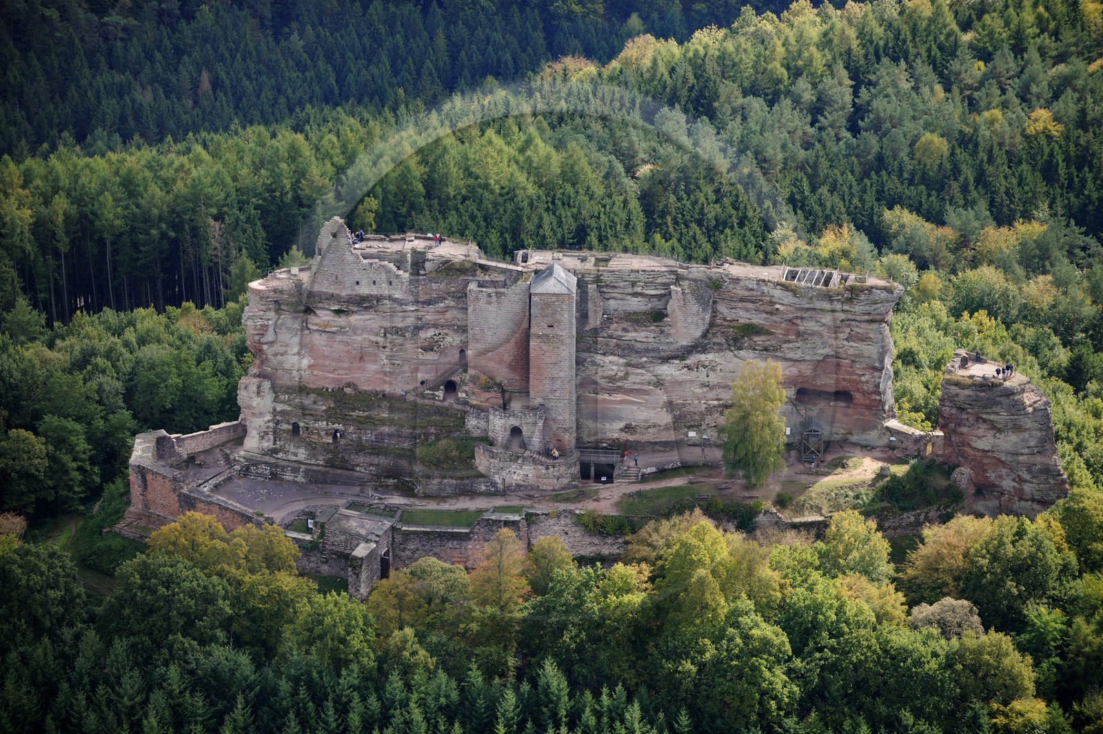France, Bas-Rhin (67), château de Fleckenstein (photo aérienne)