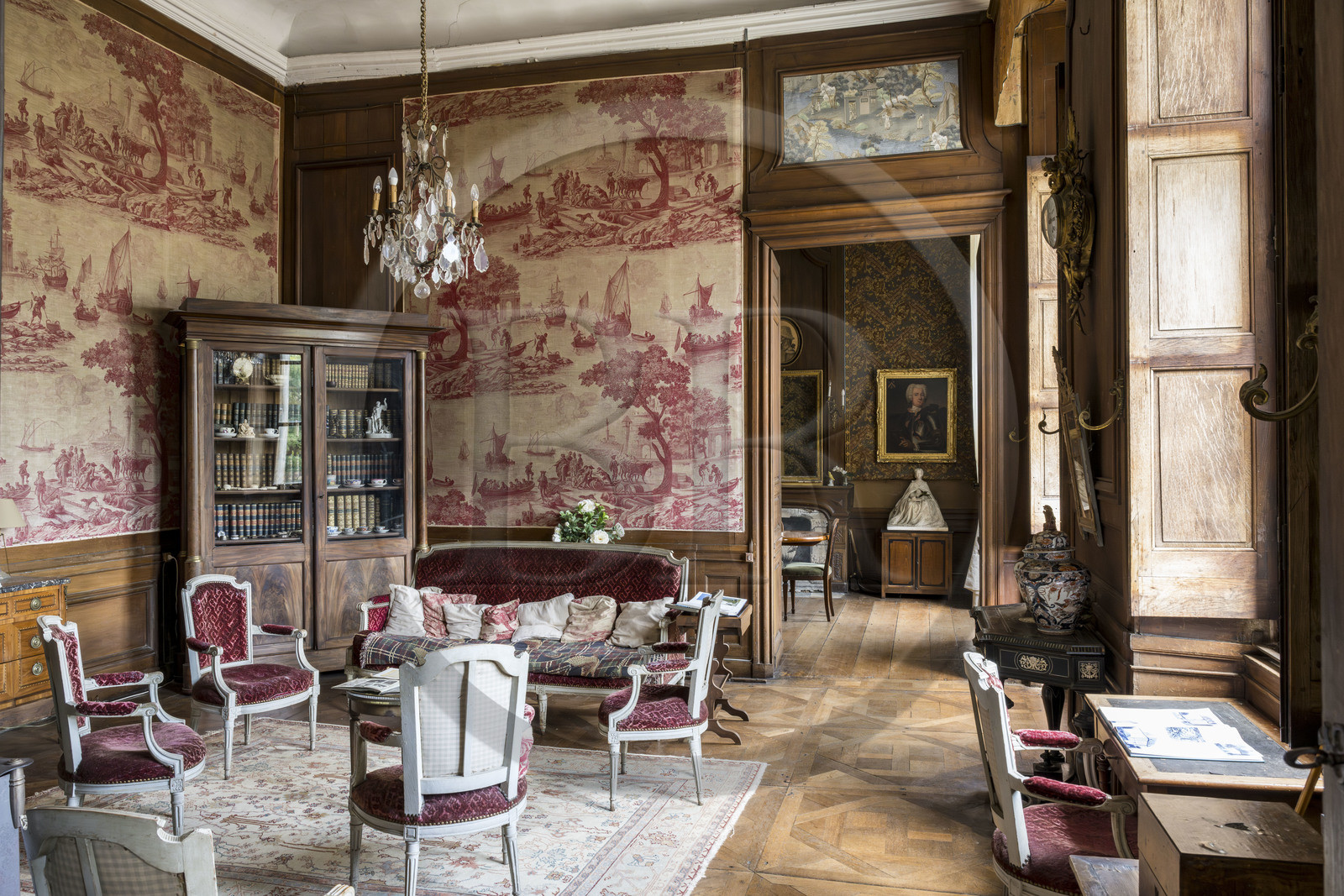 France, Ille-et-Vilaine (35), Côte d'Emeraude, Saint-Malo, malouinière de la Chipaudière construit l'armateur et corsaire François-Auguste Magon de la Lande au début du XVIIIème siècle, un des salons