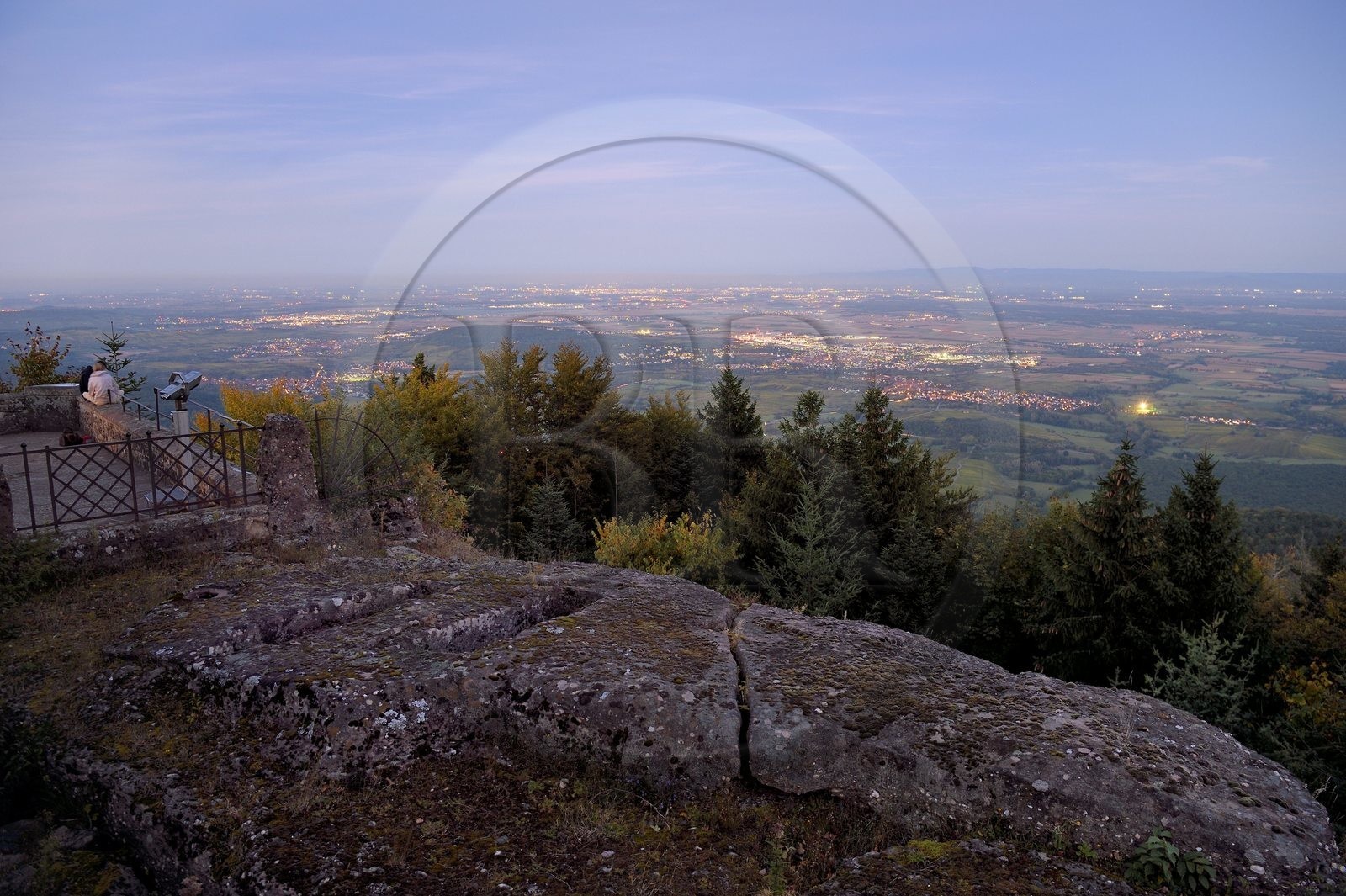 France, Bas Rhin, Mont Saint Odile, Mont Sainte-Odile Abbey also known as Hohenburg Abbey, ancient Merovingian tombs carved into the rock at the foot of the Chapel of Tears facing the plain of Alsace