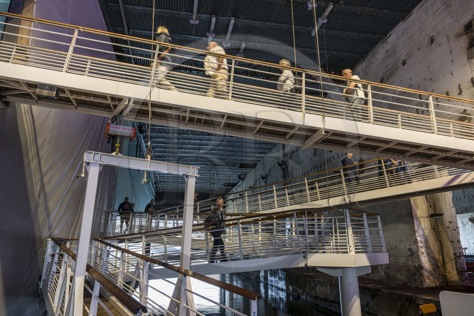 France, Loire-Atlantique (44), Saint-Nazaire, l'Escal'Atlantic dans l'ancienne base sous-marine allemande fait revivre le monde des transatlantiques