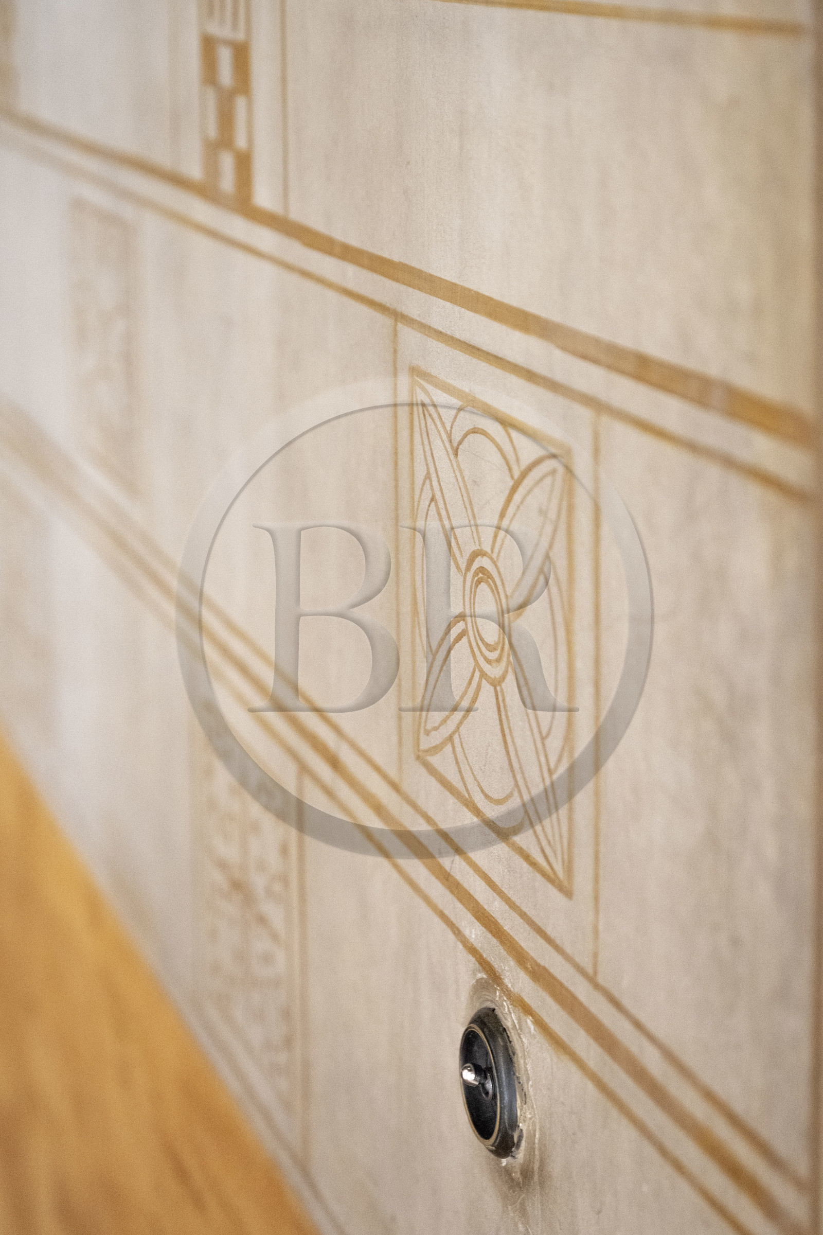 France, Alpes-Maritimes, Beaulieu-sur-Mer, neo-Greek style villa Kerylos build in 1908 by architect Emmanuel Pontremoli, electric switch very modern for the beginning of the 20th century