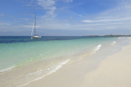 France, Finistere, La Foret Fouesnant, Glenan islands, Guiriden island, the sailboat Pogo 10.50