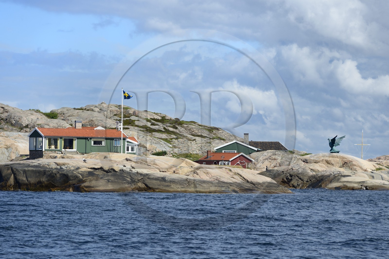 Suède, Västra Götaland, Fjällbacka, la maison de Ingrid Bergman sur une ile au large de la côte