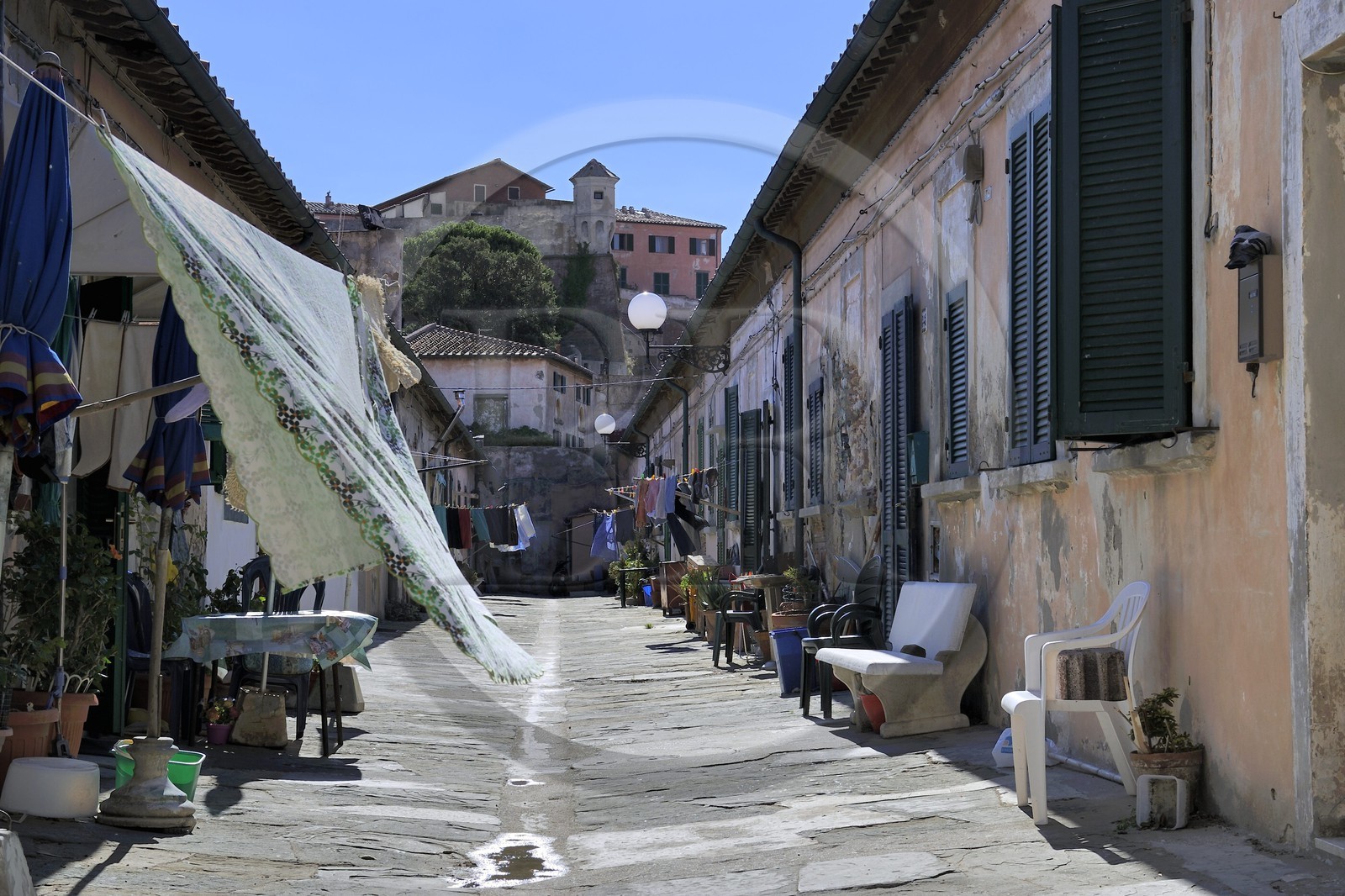 Italie, Toscane, l’Ile d’Elbe, Portoferraio, ancien quartier des officiers au pied du Fort Stella