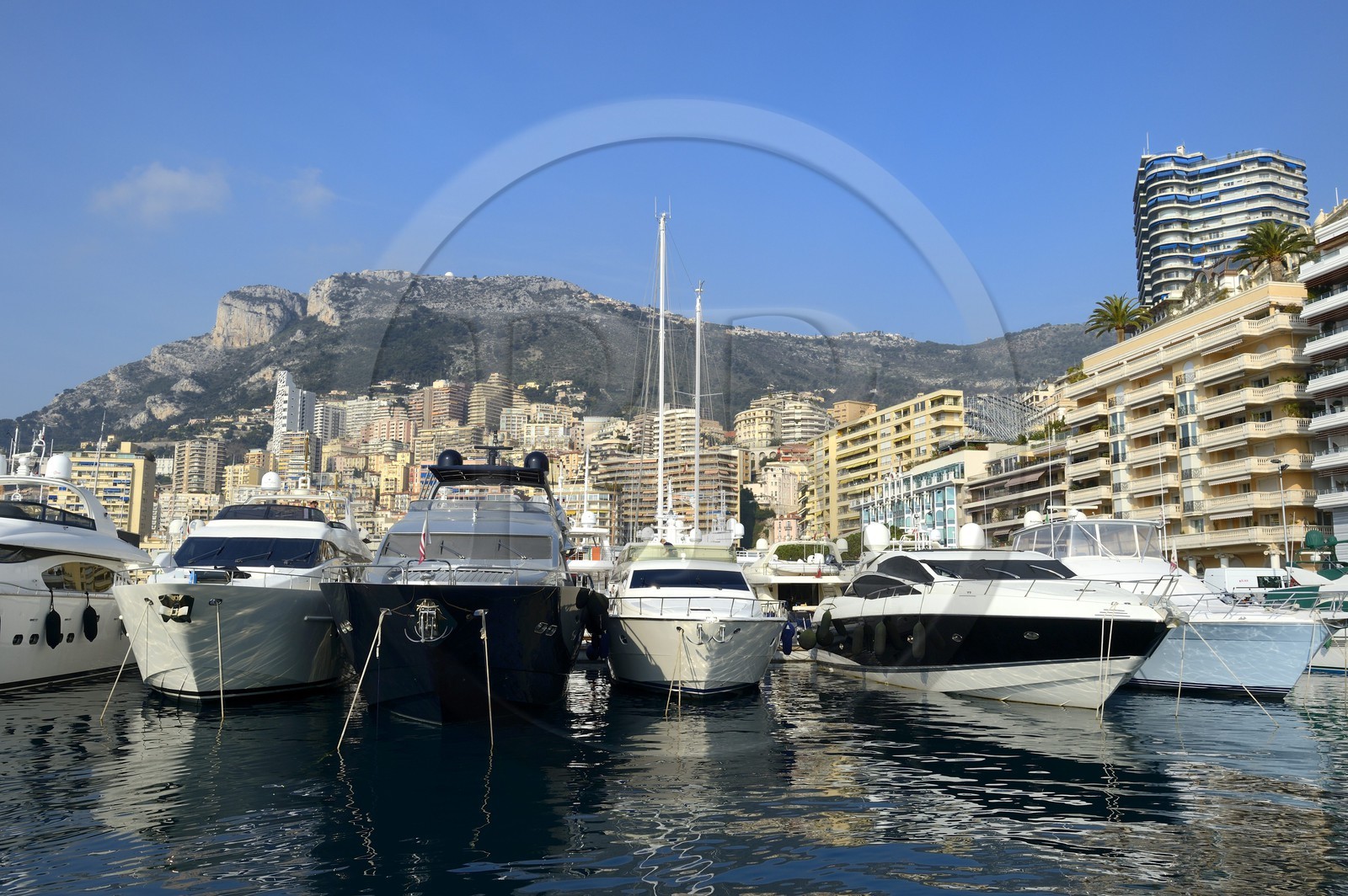 Principality of Monaco, Monaco,  yachts at dock in Port Hercule