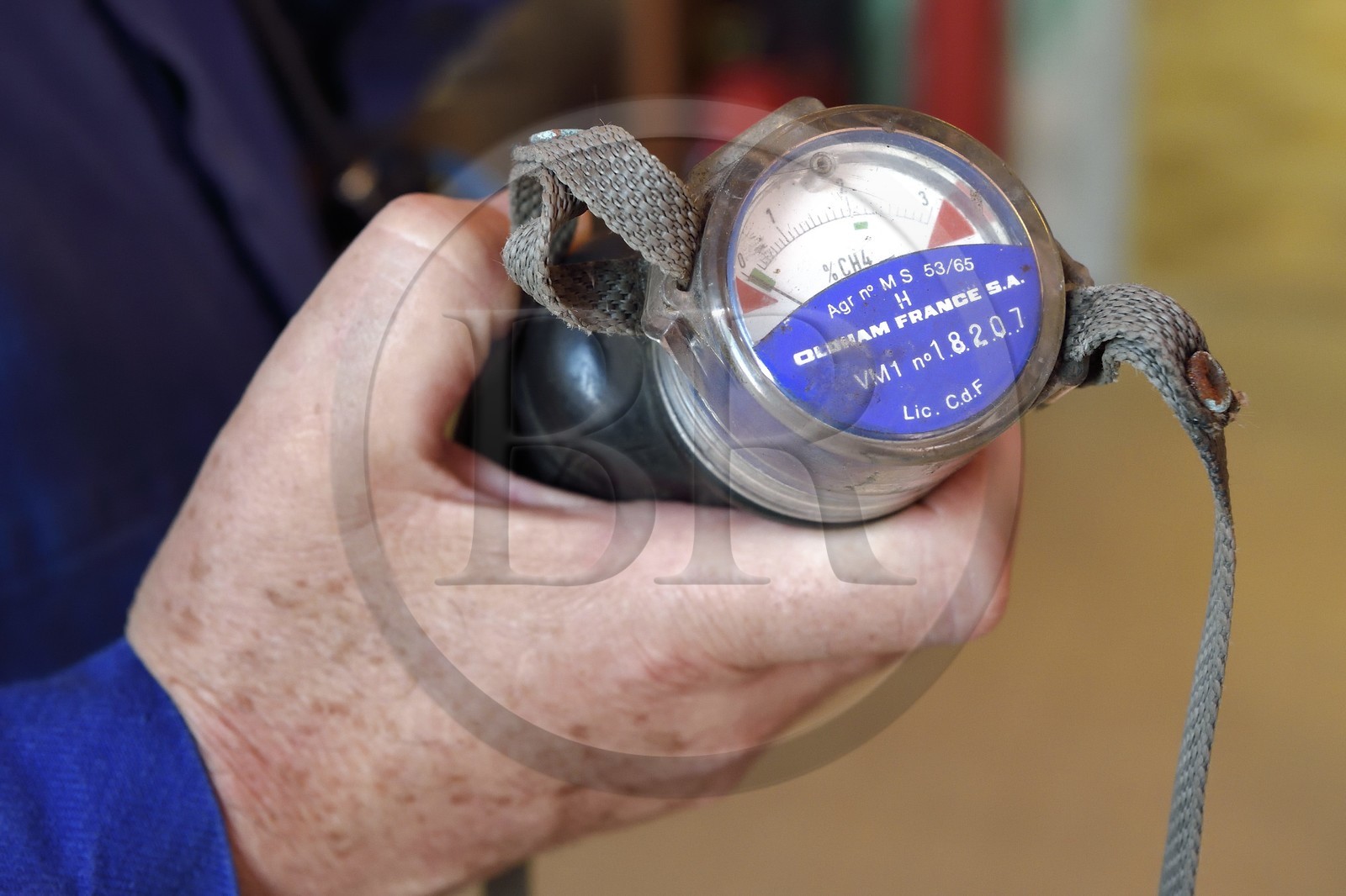 France, Moselle (57), Petite-Rosselle, le musée du carreau Wendel, batiment des mineurs, le grisoumètre, appareil servant à mesurer le taux de grisou donc le pourcentage de méthane dans l'air