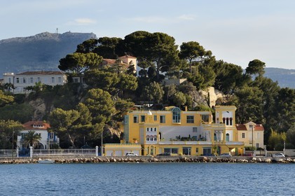 France, Var (83), la rade de Toulon, La Seyne-sur-Mer, quartier de Tamaris, Villa Capriciosa de style orientaliste sur la corniche Michel Pacha