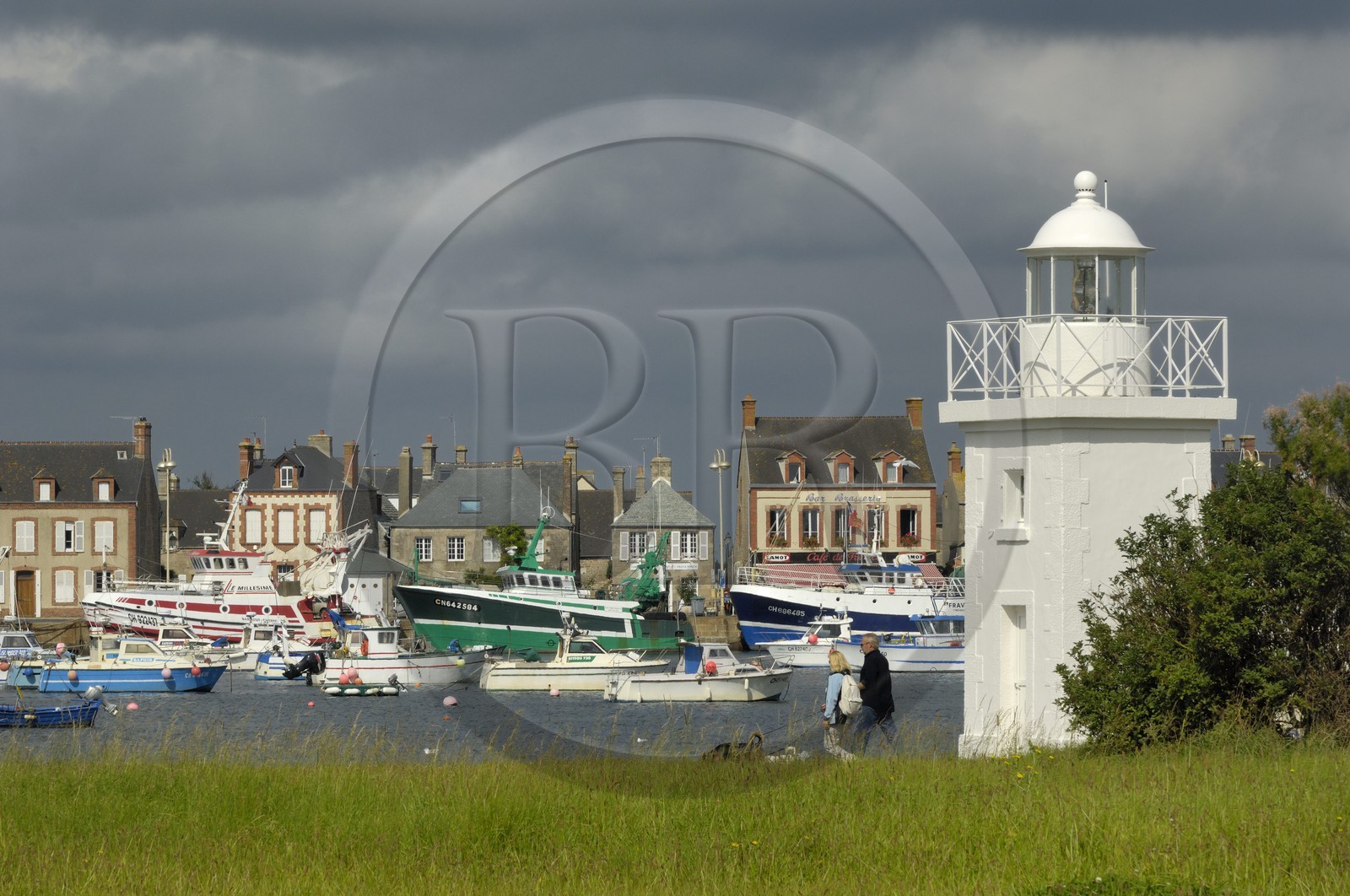 France, Manche, Val de Saire, Barfleur, labelled Les Plus Beaux Villages de France (The Most Beautiful Villages of France), port at high tide