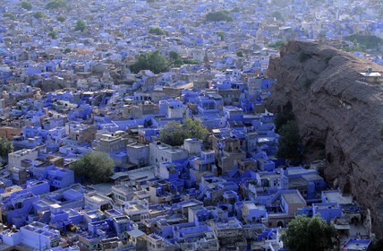 Inde, état du Rajasthan, Jodhpur, la ville bleue au pied de la forteresse de Mehrangarth