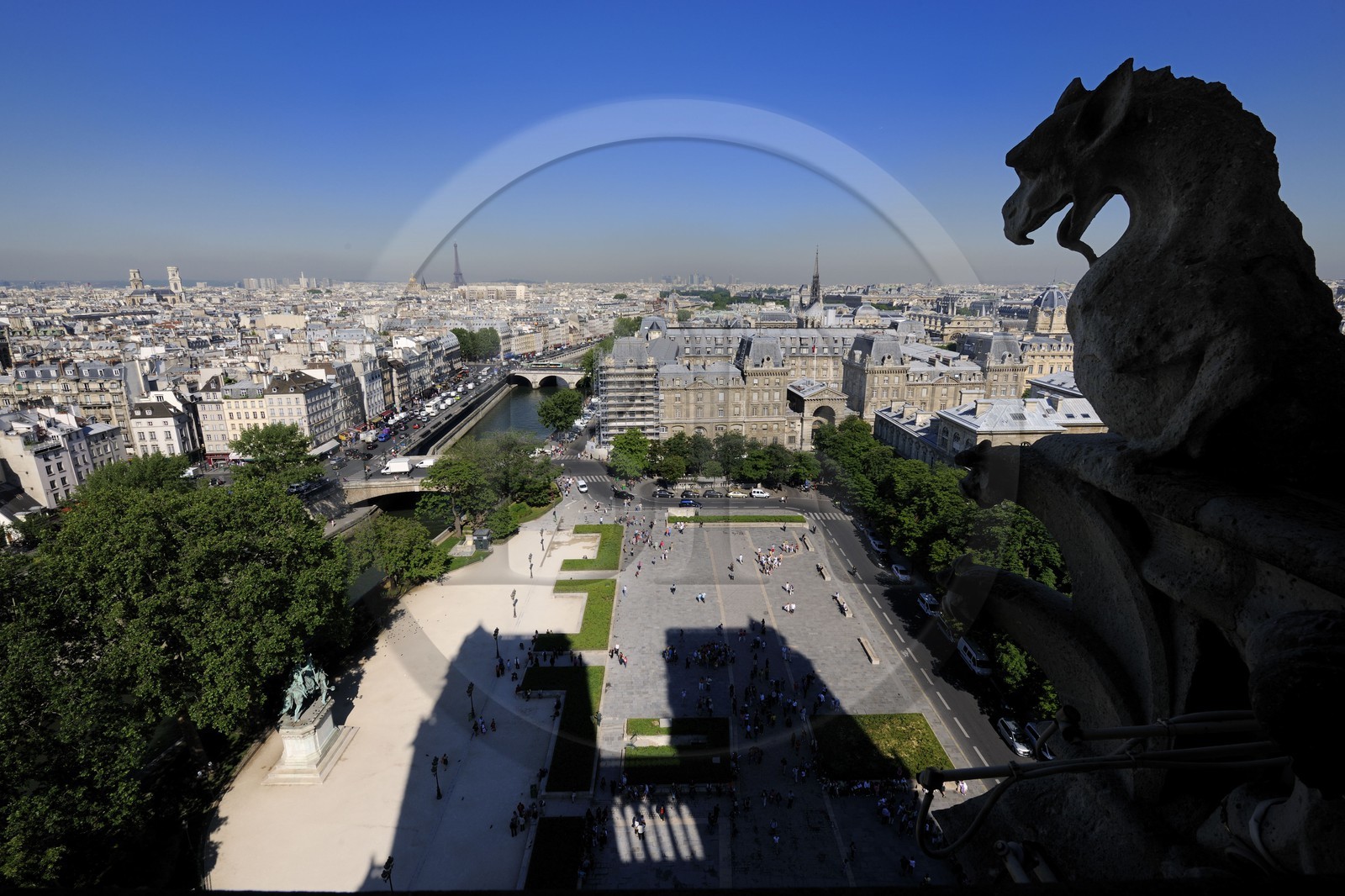France, Paris (75), île de la Cité, la cathédrale Notre-Dame, les chimères observent la ville