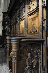 France, Seine-Saint-Denis (93), Saint-Denis, la basilique de Saint-Denis, stalles pré-Renaissance de l'avant-choeur