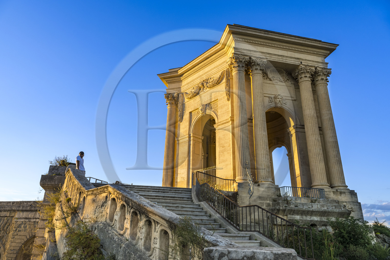 France, Herault, Montpellier, historic center called the Ecusson, place Royale or promenade du Peyrou, monumental water tower built in 1768