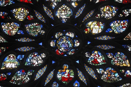 France, Paris (75), ile de la Cité, la Sainte Chapelle, la Chapelle Haute, détail de la rosace