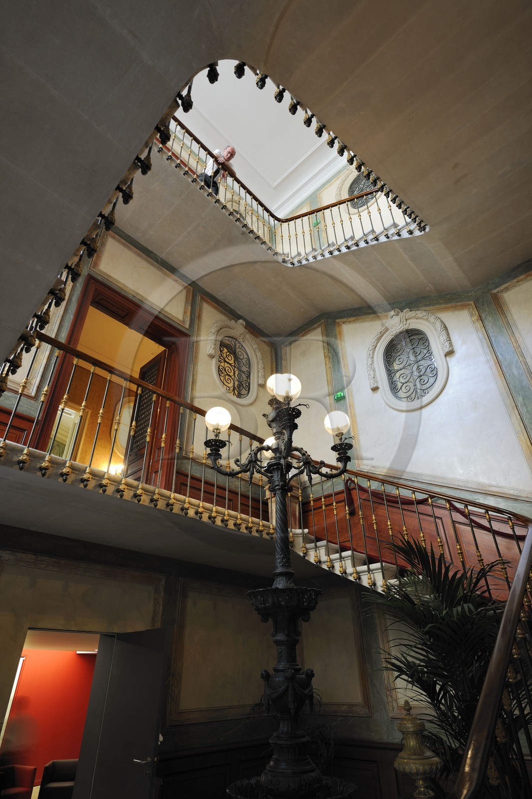 France, Hérault (34), Montpellier, centre historique, musée Fabre, le grand escalier de Hôtel de Cabrières Sabatier d'Espeyran, mention obligatoire: géré par Montpellier