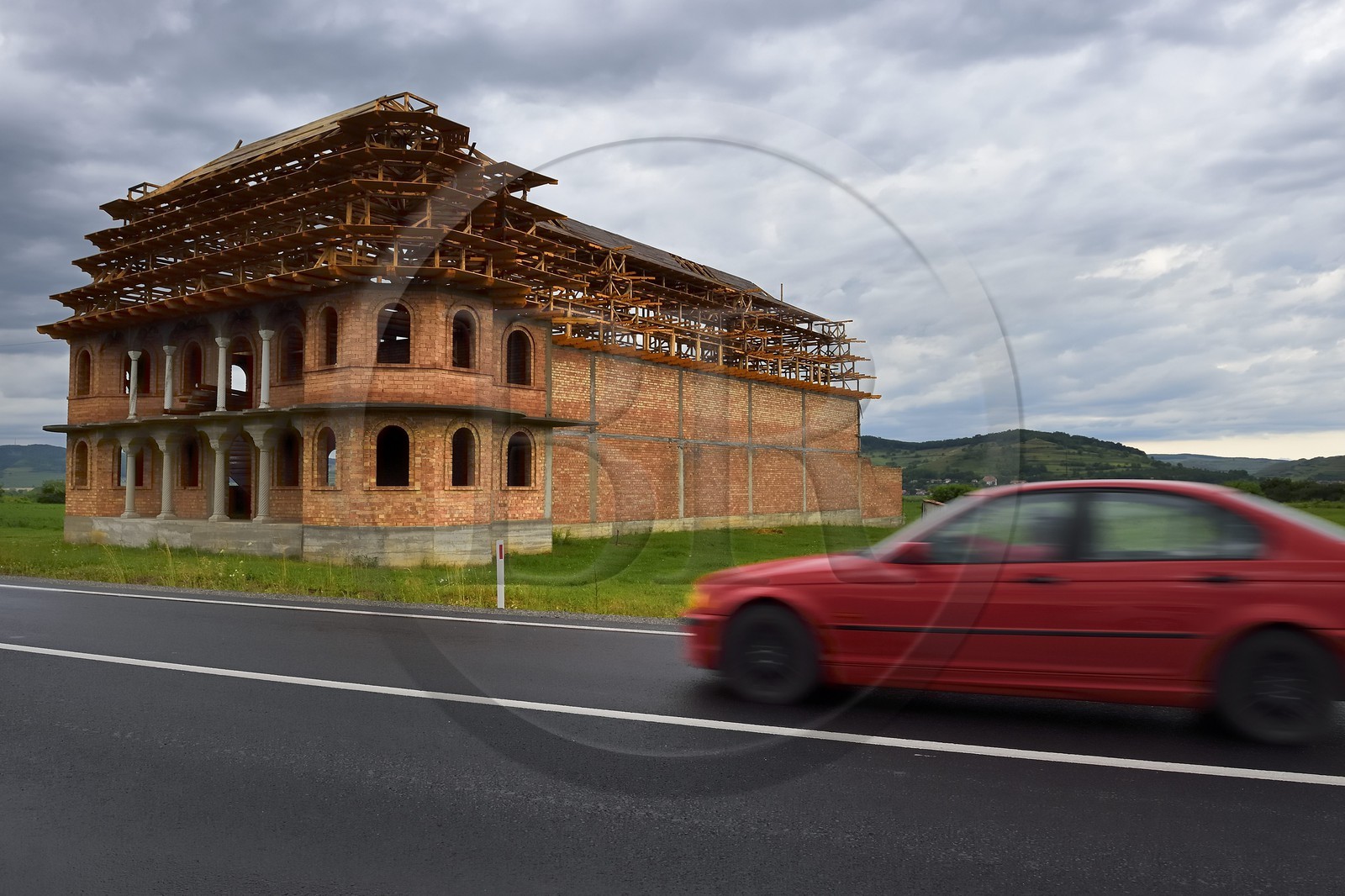 Romania, Transylvania, Brateiu, construction of a romani (gipsy) palace