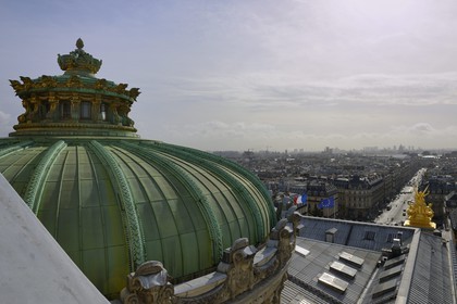 France, Paris (75), Opéra Garnier, la coupole de la rotonde principale et l'avenue de l'Opéra