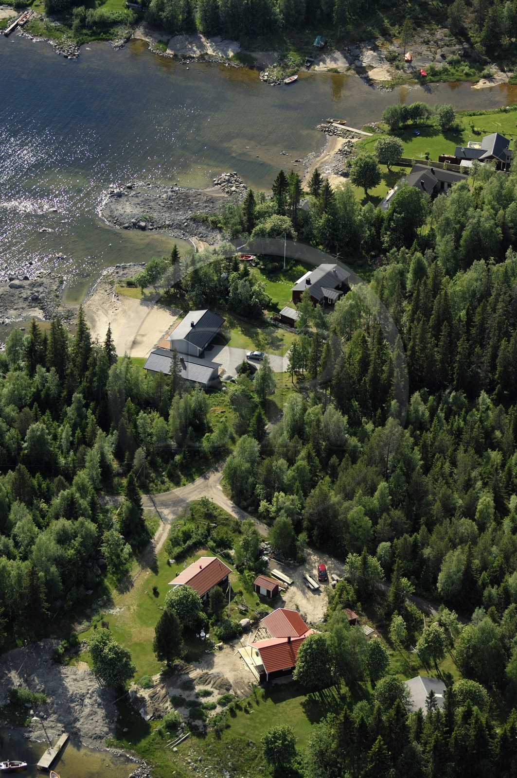 Sweden, Västerbotten County, houses on the coast to Umea