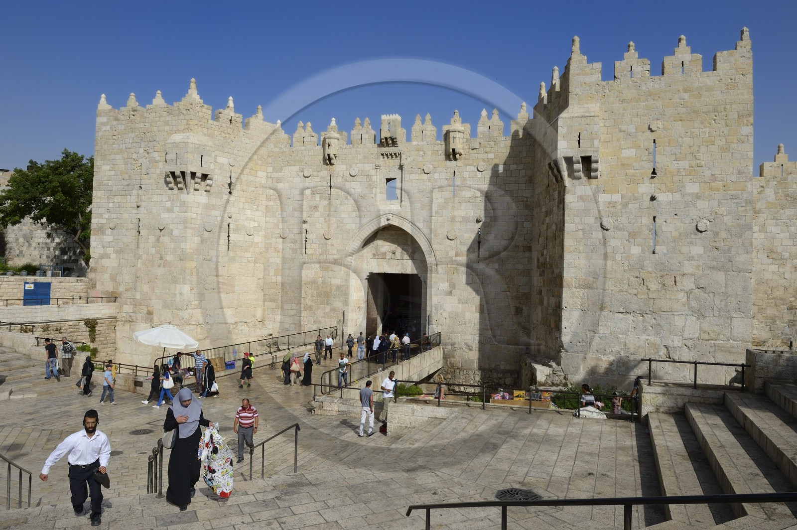 Israel, Jerusalem, holy city, the old town listed as World Heritage by UNESCO, Damascus Gate is the main entrance to the Old City
